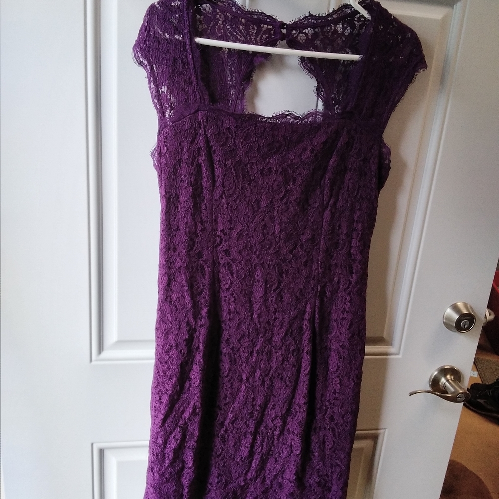 Adrianna Papell Size 14 Purple Lace Formal Dress